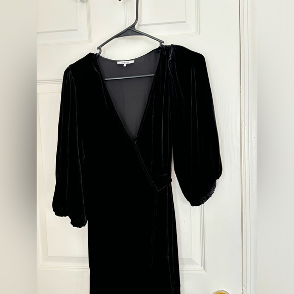 GANNI Silk Velvet Warp Dress in Black - Picture 8 of 16